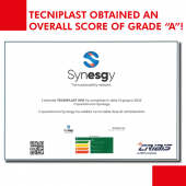 Tecniplast obtained an overall score of grade “A” in the certificate from Synesgy Organization